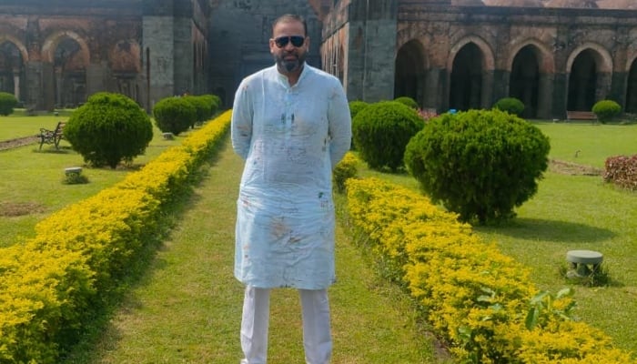 Indian cricketer-turned-politician Yusuf Pathan poses in front of Adina Mosque in Malda, West Bengal, October 17, 2025. — X/@iamyusufpathan