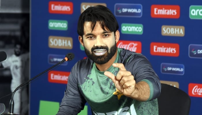 Pakistan ODI captain Mohammad Rizwan speaks during a press conference regarding the ICC Champions Trophy, in Karachi, February 18, 2025. — Online