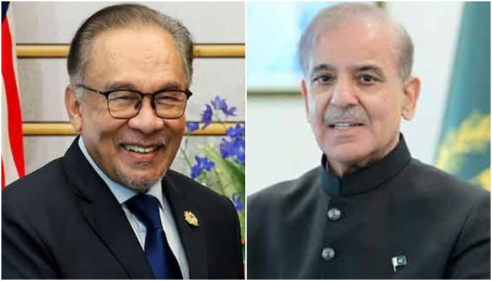 This collage of picture shows Prime Minister Shehbaz Sharif (right) and his Malaysian counterpart Dato Seri Anwar Ibrahim. — Radio Pakistan/File