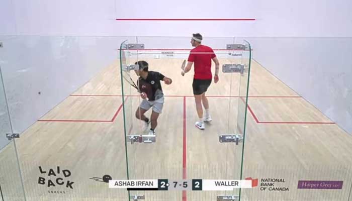 Pakistans Ashab Irfan pictured during PSA World Tours semifinal against Englands Adrian Waller on October 19, 2025. — Reporter