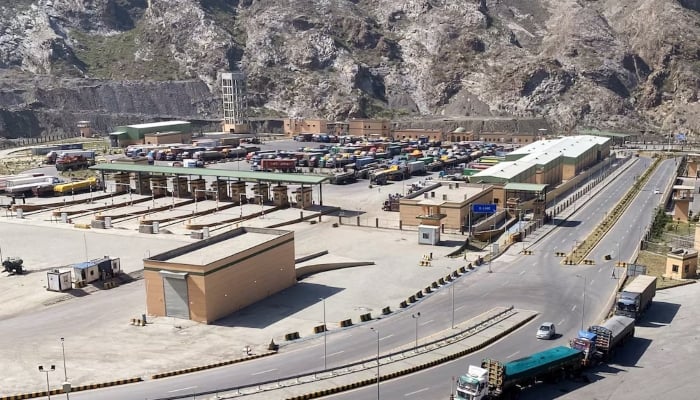 Trucks stand parked at the Torkham border crossing, after Pakistan closed border crossings with Afghanistan, following exchanges of fire between the forces of the two countries, in Torkham, October 12, 2025. — Reuters