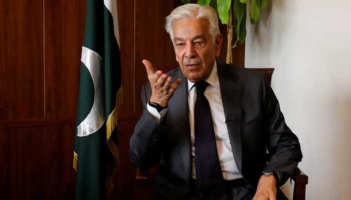 Defence Minister Khawaja Muhammad Asif speaks during an interview with Reuters in Islamabad, October 20, 2025. — Reuters