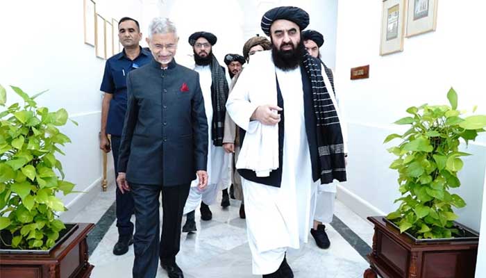 This file photo shows Indias Foreign Minister Subrahmanyam Jaishankar (left) and Afghan Taliban Foreign Minister Amir Khan Muttaqi in New Delhi. — X/@DrSJaishankar