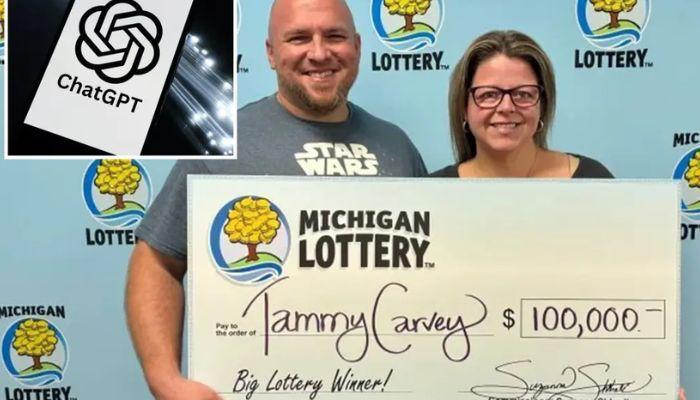 What prompt did a Michigan woman give ChatGPT to win $100K powerball prize?