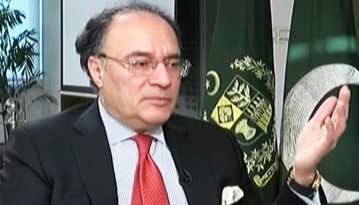 Finance Minister Muhammad Aurangzeb speaks on Geo News programme Capital Talk, Islamabad, October 22, 2025. — Screengrab via YouTube/Geo News