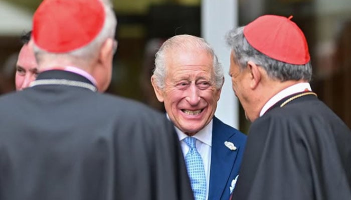 King Charles shows his meeting with Pontificial Beda College gardens trainee priests