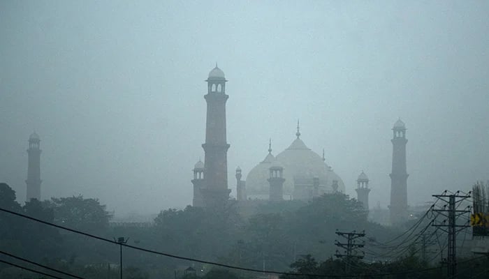A view of the Mughal-era Badshahi Mosque amid smog and air pollution in Lahore, Pakistan November 13, 2024. — Reuters