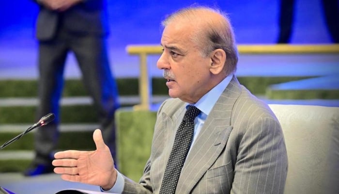 Prime Minister Muhammad Shehbaz Sharif addresses the Regional Transport Ministers Conference, Islamabad, October 24, 2025. — APP