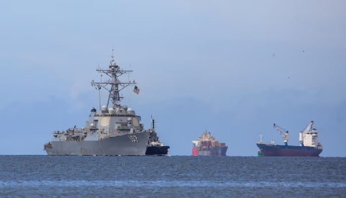 The US Navy destroyer USS Gravely (DDG-107) approaches Port of Spain for joint training with the Trinidad and Tobago Defence Force to strengthen regional security and military cooperation, as seen from Port of Spain, Trinidad and Tobago, October 26, 2025. — Reuters