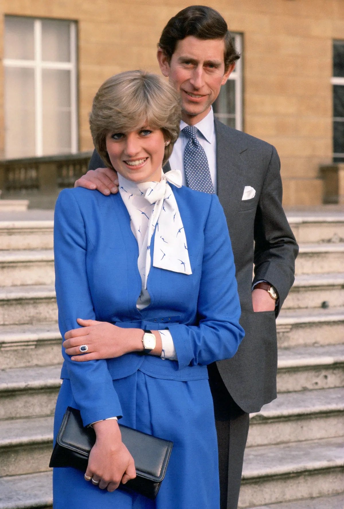 Diana and Charles on the day theri engagement was announced