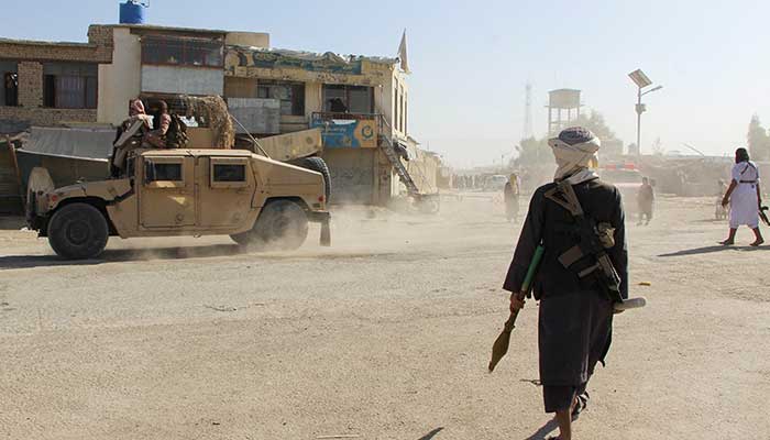 Afghan Taliban fighters patrol near the Afghanistan-Pakistan border in Spin Boldak, following exchanges of fire between Pakistani and Afghan forces in Afghanistan, October 15, 2025. — Reuters