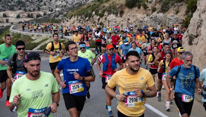 Athletes participate in the Marseille-Cassis Classique Internationale, a 20km half marathon race, in Marseille on October 26, 2025. — AFP