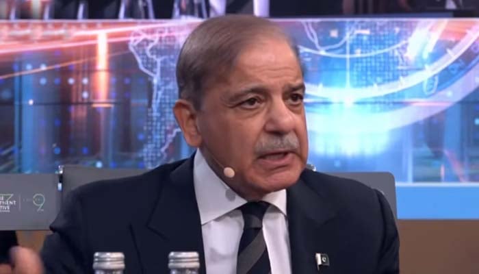 Prime Minister Shehbaz Sharif addresses ninth edition of the Future Investment Initiative (FII9) conference in Riyadh, Saudi Arabia, October 28, 2025. — Screengrab via YouTube/Geo News