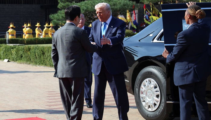 US President Donald Trump shakes hands with South Korean President Lee Jae Myung as they meet on the sidelines of the Asia-Pacific Economic Cooperation (APEC) leaders summit in Gyeongju, South Korea, October 29, 2025. — Reuters