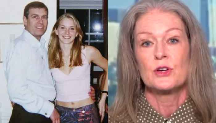 Prince Andrew with Virginia Giuffre (left) and author Amy Wallace