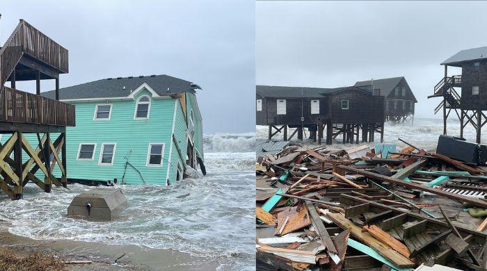 Atlantic ocean swallows five Buxton homes amid stormy weather