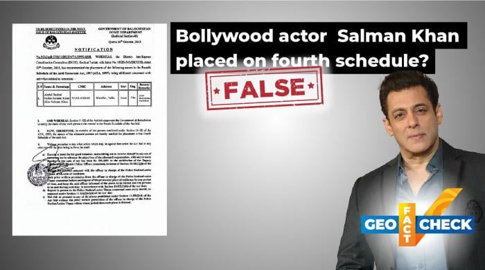 Fact-check: Fake notification claims Indian actor Salman Khan placed on Pakistan's fourth schedule