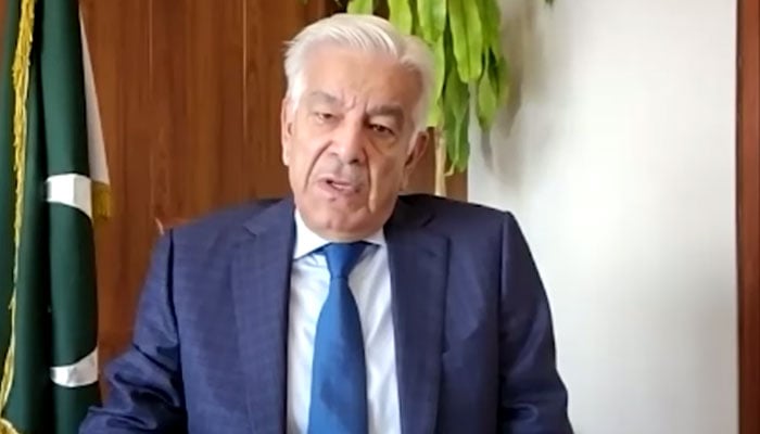 Defence Minister Khawaja Asif responds to a question from the anchorperson during an interview on October 29, 2025. — YouTube/Al Arabiya English/screengrab