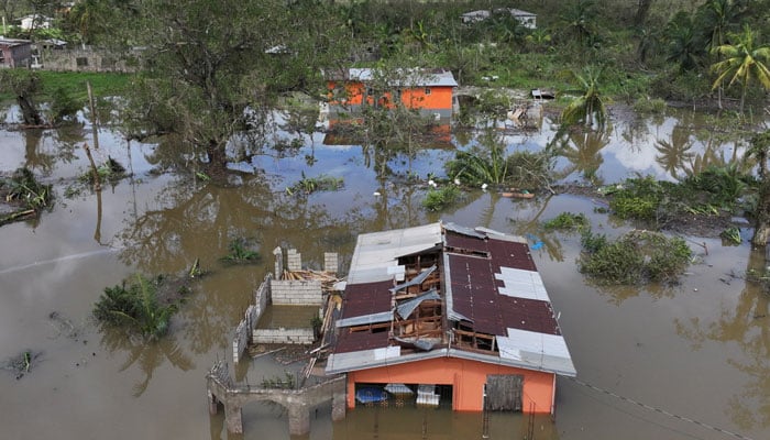 Drone view of flooding after Hurricane Melissa made landfall in St Elizabeth, Jamaica, October 29, 2025. — Reuters