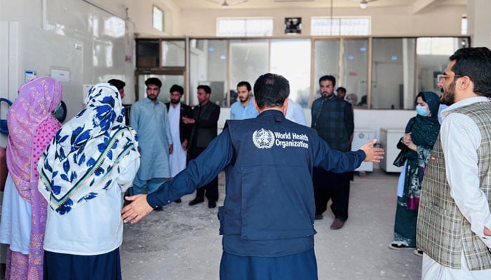 Health workers attend a WHO-led training session for the measles and rubella campaign in Balochistan province, Pakistan. Photo credit: — WHO