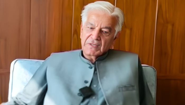 Defence Minister Khawaja Asif during an interview with Geo News on October 31, 2025. — Screengrab Geo News
