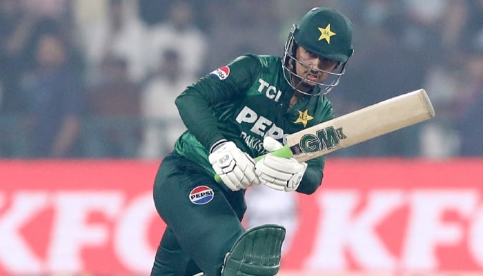 Pakistans Saim Ayub plays a shot during their must-win second T20I against South Africa at the Gaddafi Stadium, Lahore, on October 31, 2025. — X/Pakistan Cricket