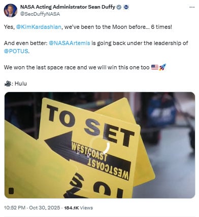 NASA claps back after Kim Kardashian calls 1996 moon landing fake