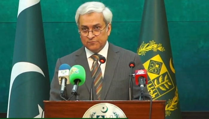 Foreign Office spokesperson Tahir Hussain Andrabi addresses weekly press briefing on October 31, 2025 in Islamabad. — Screengrab X@ForeignOfficePk