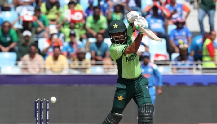 Pakistans Babar Azam in action during their Champions Trophy 2025 game against India at the Dubai International Stadium, February 23, 2025. — Reuters