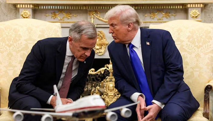 US President Donald Trump (right) meets Canadas Prime Minister Mark Carney in the Oval Office at the White House in Washington, DC, US on October 7, 2025. — Reuters