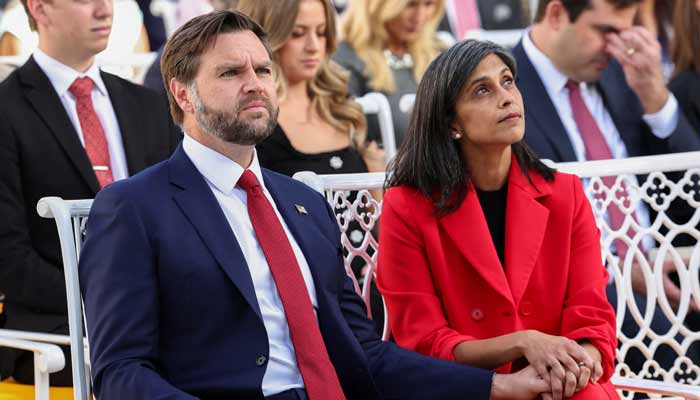 US Vice President JD Vance and his wife, attends a ceremony held by US President Donald Trump to posthumously award the Medal of Freedom to Charlie Kirk at the White House in Washington, DC, US, October 14, 2025. — Reuters