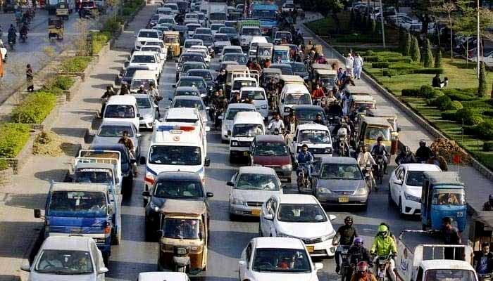 Large numbers of vehicles are seen stuck in a traffic jam. — PPI/File