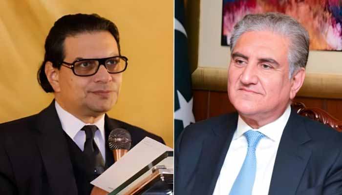 This collage of pictures shows PTI leaders Salman Akram Raja (left) and Shah Mahmood Qureshi. — X/@salmanAraja/Radio Pakistan/File