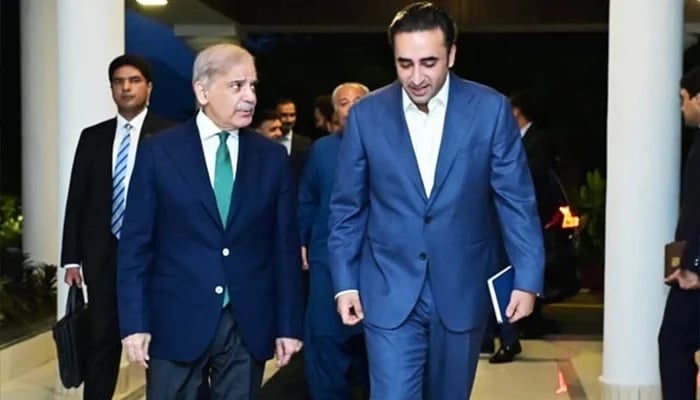 PM Shehbaz Sharif (left) and PPP Chairman Bilawal Bhutto-Zardari in a file photo. — PID
