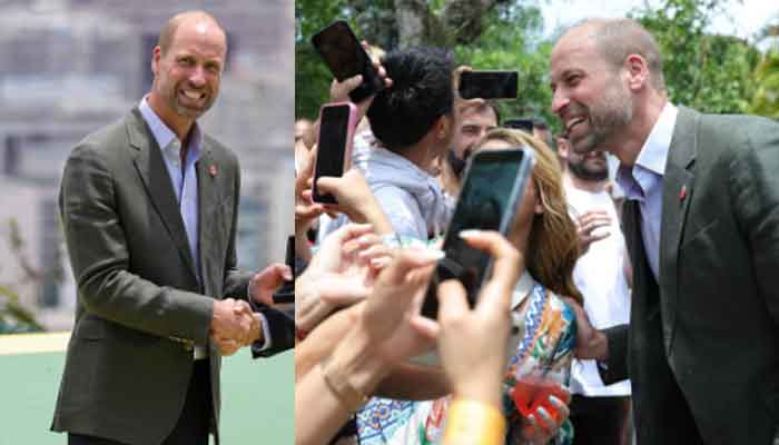 Prince William mingles with Brazilians after straightening Andrew up
