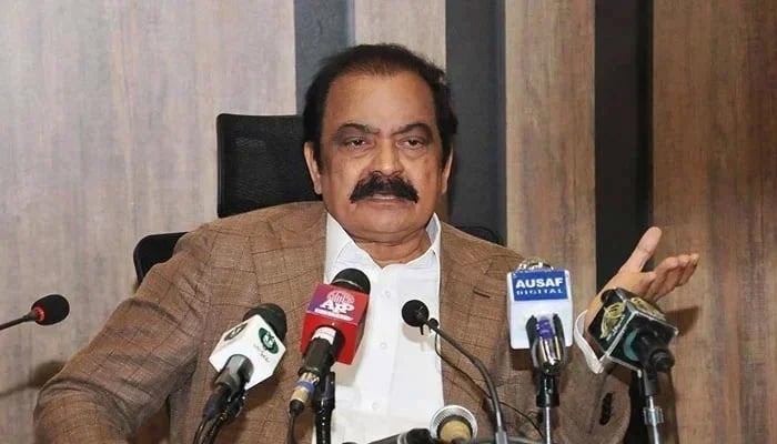 PMs Adviser on Political Affairs Senator Rana Sanaullah addresses a press conference in this undated photo. — APP/File