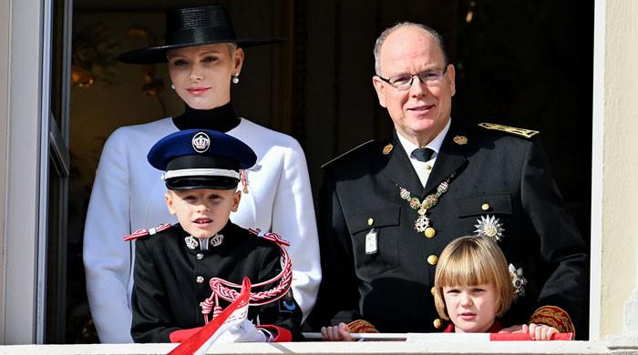 Prince Albert of Monaco Carabiniers Company shows off a uniformed display: Watch