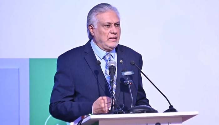 Deputy Prime Minister Senator Ishaq Dar addresses launch ceremony of Pakistan’s first Google Chromebook assembly line, in Islamabad on Nov 4, 2025. — X@ForeignOfficePk