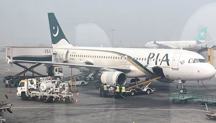 A Pakistan International Airlines (PIA) plane at Allama Iqbal International Airport in Lahore, Pakistan January 29, 2024.— Reuters