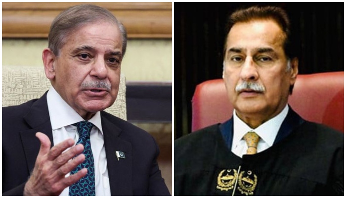 This collage shows undated photos of PM Shehbaz Sharif (left) and National Assembly Speaker Ayaz Sadiq. — Reuters/APP/File