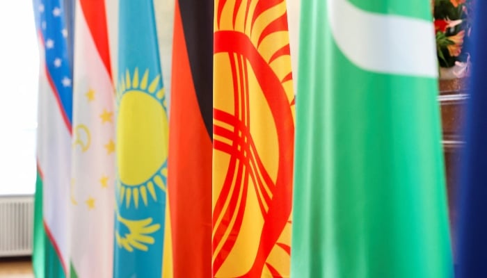 Flags of the five Central Asian countries at Bellevue Palace in Berlin, Germany, September 29, 2023. — Reuters