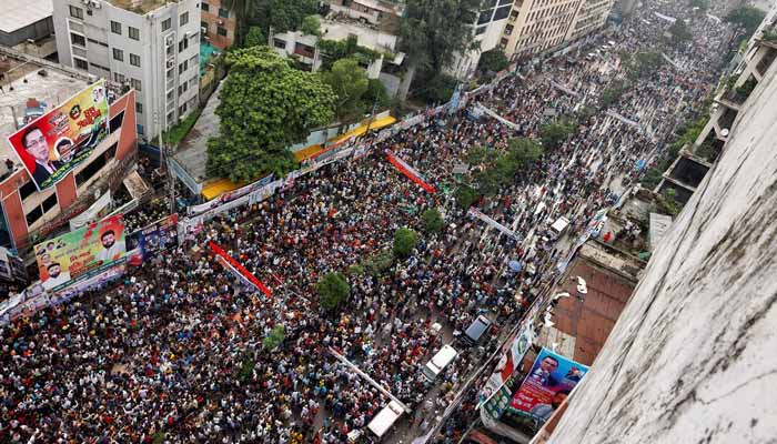 Supporters from around the country join in a rally organised by Bangladesh Nationalist Party (BNP) in front of their office in Dhaka, Bangladesh, July 28, 2023. — Reuters