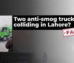 Fact-check: Video of two anti-smog trucks colliding in Lahore is AI-generated