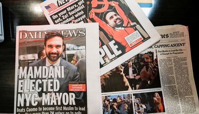 An illustration shows the Daily News and New York Post newspapers featuring Zohran Mamdanis mayoral election win stories, the morning on after Election Day in New York City, US, November 5, 2025. — Reuters