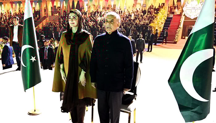 Prime Minister Muhammad Shehbaz Sharif (right) and Punjab Chief Minister Maryam Nawaz during an event in Lahore, on February 9, 2025. — APP