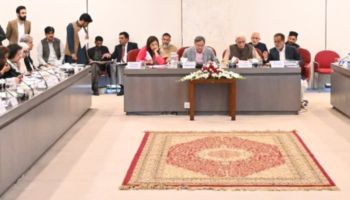 Senator Farooq H Naek and MNA Chaudhry Mahmood Bashir Virk co-chair a joint meeting of the Senate and National Assembly Committees on Law and Justice, Islamabad, November 8, 2025. — X/@SenatePakistan
