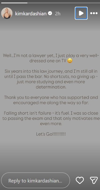 Kim Kardashian breaks silence on her bar exam result