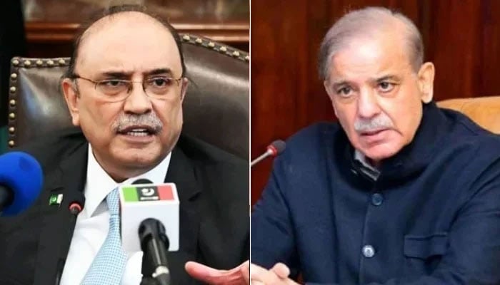 A combination of images showing President Asif Ali Zardari (left) and Prime Minister Shehbaz Sharif. — APP/File