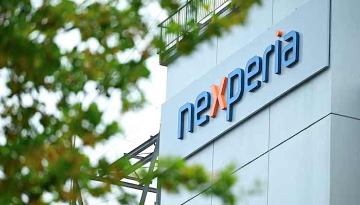 The image shows the logo of Chinese-owned semiconductor company Nexperia.— Reuters