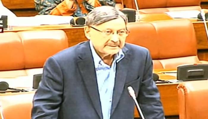 PPP Senator Farooq H Naek speaks during the Senate session in Islamabad, on November 10, 2025. — PTV Parliament